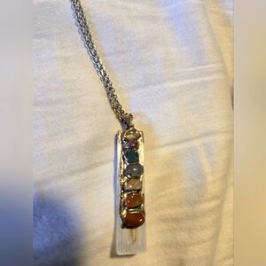 Gemstones Silver Pendant Necklace